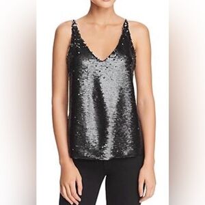 J Brand LUCY SEQUINED CAMISOLE TOP IN BLACK/FUTURE $198, Size Small!